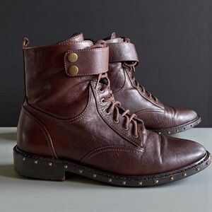 Vince Camuto Brown Lace Up Boots Talorini Leather Size 10